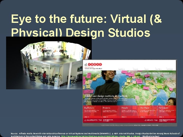 Eye to the future: Virtual (& Physical) Design Studios Source: Alfredo Andia. Seventh International