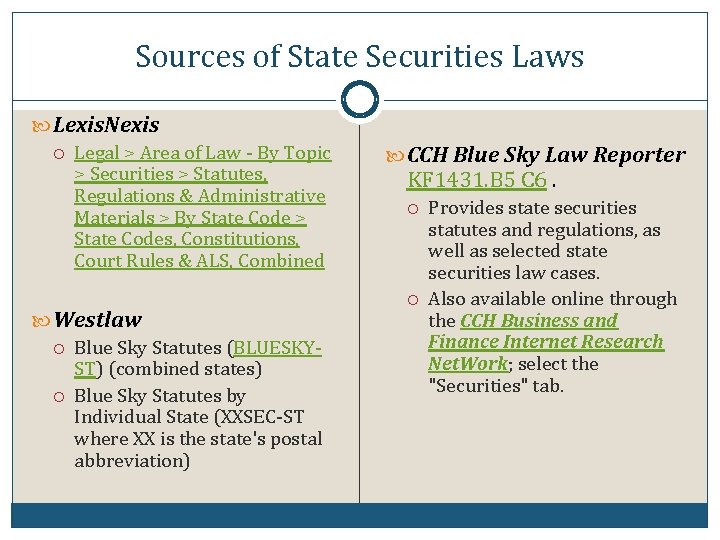 Sources of State Securities Laws Lexis. Nexis Legal > Area of Law - By