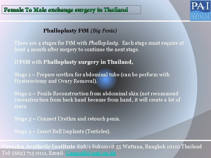Female To Male exchange surgery in Thailand Phalloplasty Ft. M (Big Penis) There are