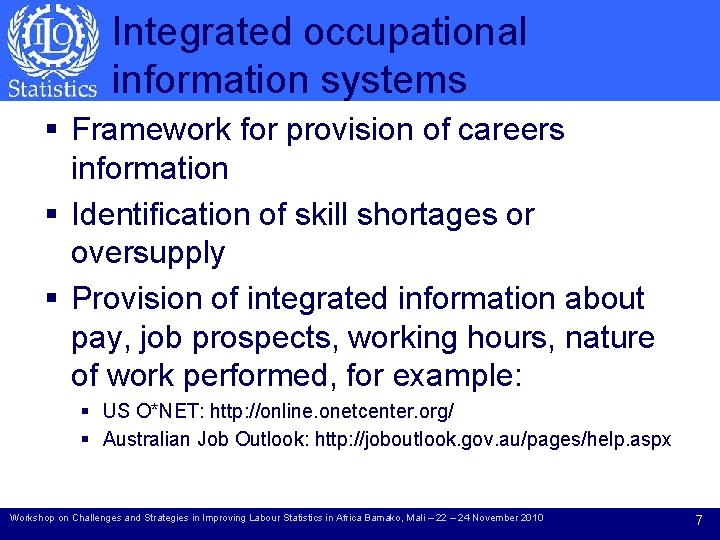 Integrated occupational information systems § Framework for provision of careers information § Identification of