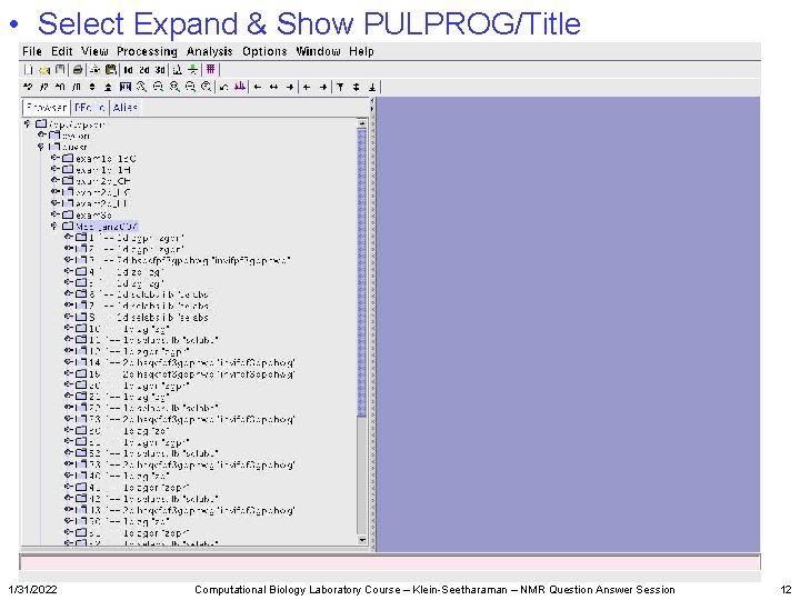  • Select Expand & Show PULPROG/Title 1/31/2022 Computational Biology Laboratory Course – Klein-Seetharaman