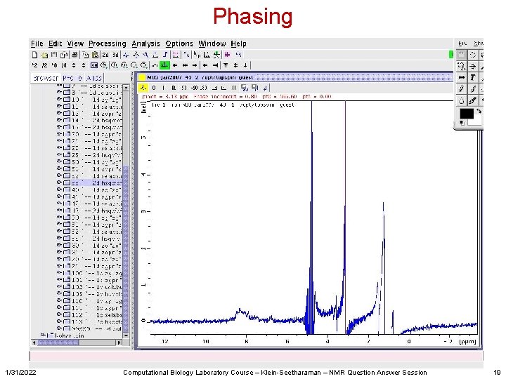 Phasing 1/31/2022 Computational Biology Laboratory Course – Klein-Seetharaman – NMR Question Answer Session 19