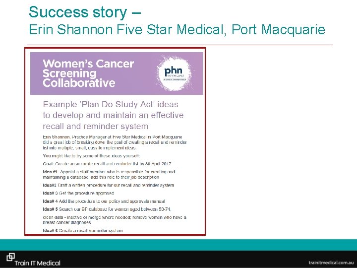 Success story – Erin Shannon Five Star Medical, Port Macquarie 