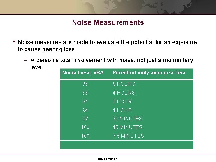 Noise Measurements • Noise measures are made to evaluate the potential for an exposure