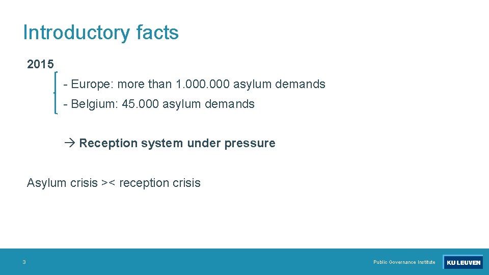 Introductory facts 2015 - Europe: more than 1. 000 asylum demands - Belgium: 45.