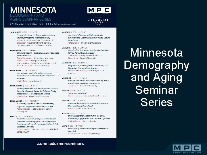 Minnesota Demography and Aging Seminar Series 