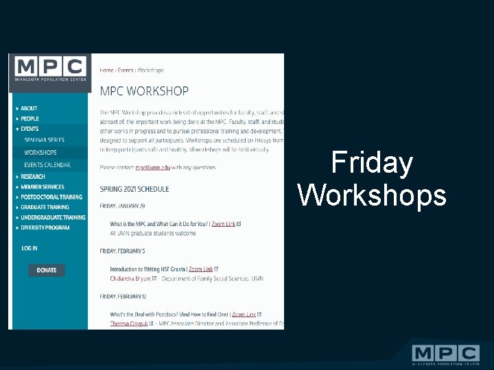 Friday Workshops 