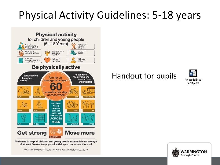 Physical Activity Guidelines: 5 -18 years Handout for pupils 