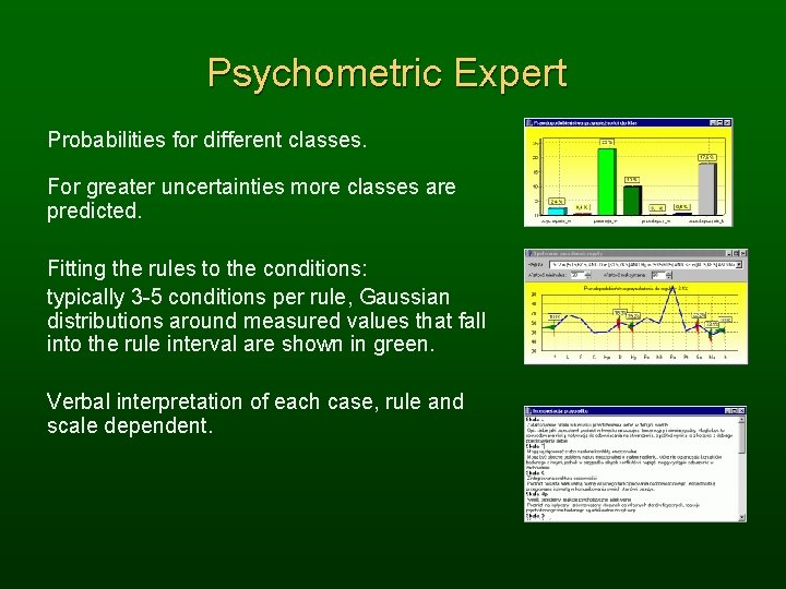 Psychometric Expert Probabilities for different classes. For greater uncertainties more classes are predicted. Fitting