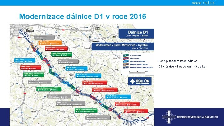 www. rsd. cz Modernizace dálnice D 1 v roce 2016 Postup modernizace dálnice D
