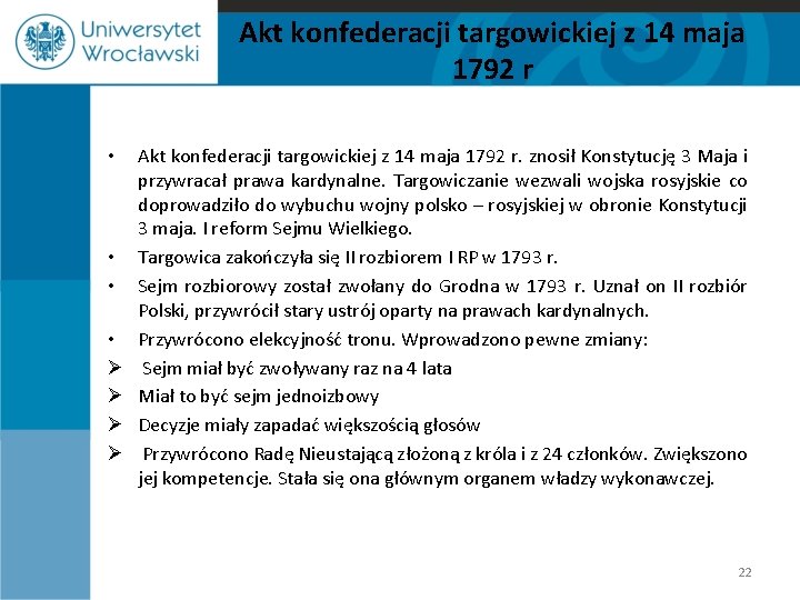 Akt konfederacji targowickiej z 14 maja 1792 r • • Ø Ø Akt konfederacji