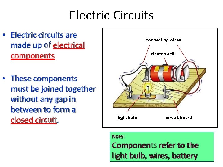 Electric Circuits • Electric circuits are made up of electrical components • These components