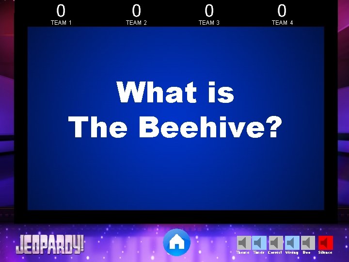 TEAM 1 TEAM 2 TEAM 3 TEAM 4 What is The Beehive? Theme Timer