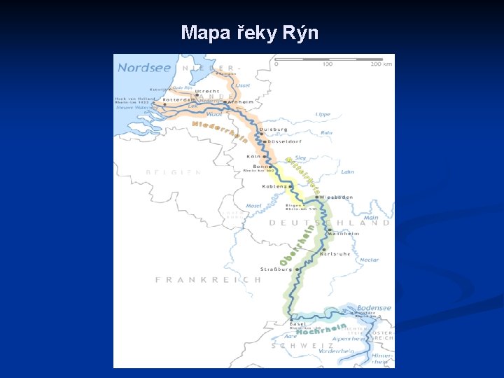 Mapa řeky Rýn 