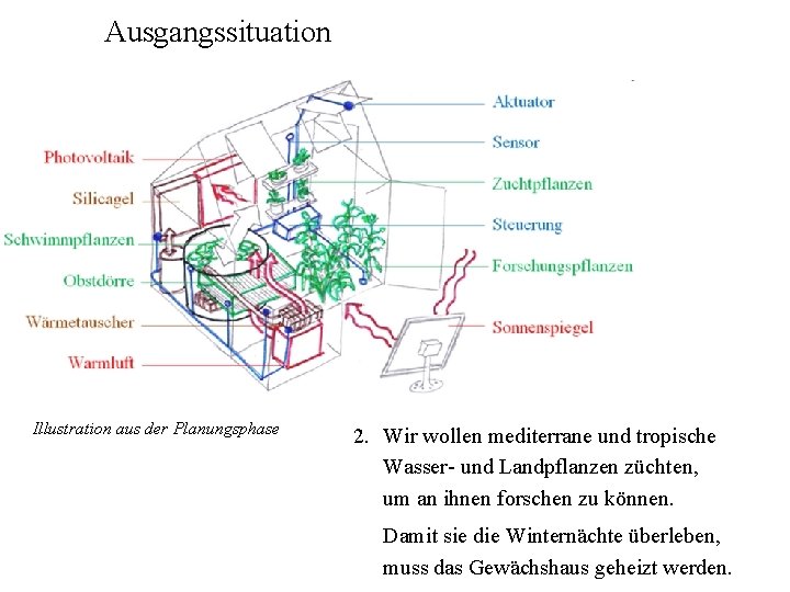 Ausgangssituation Illustration aus der Planungsphase 2. Wir wollen mediterrane und tropische Wasser- und Landpflanzen