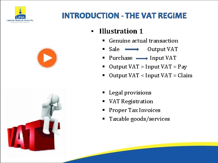 INTRODUCTION - THE VAT REGIME • Illustration 1 § § § Genuine actual transaction