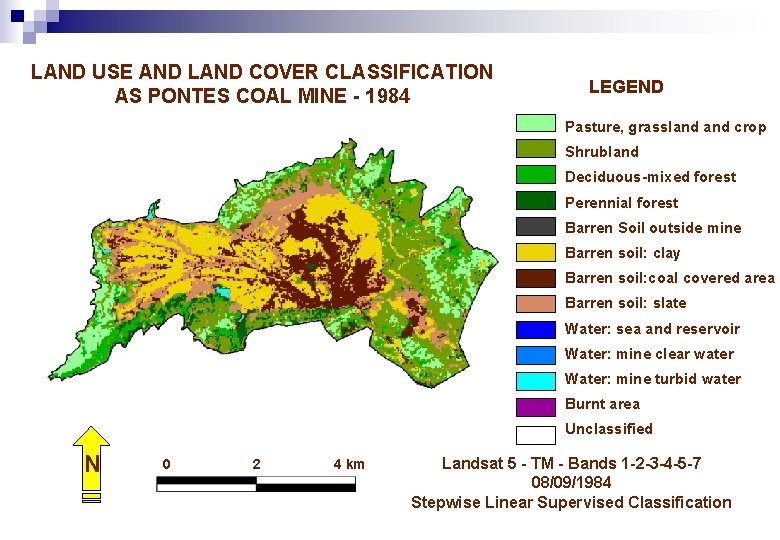 LAND USE AND LAND COVER CLASSIFICATION AS PONTES COAL MINE - 1984 LEGEND Pasture,
