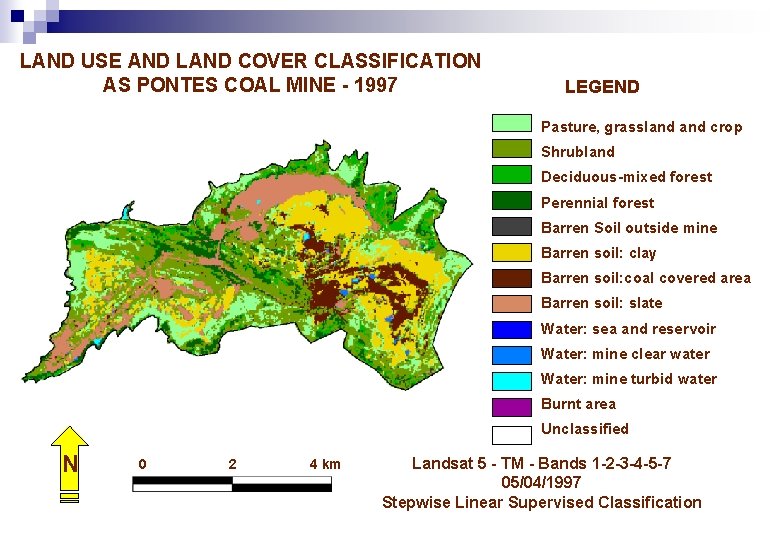LAND USE AND LAND COVER CLASSIFICATION AS PONTES COAL MINE - 1997 LEGEND Pasture,