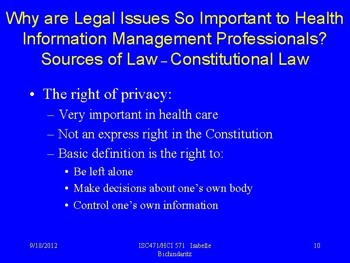 Why are Legal Issues So Important to Health Information Management Professionals? Sources of Law