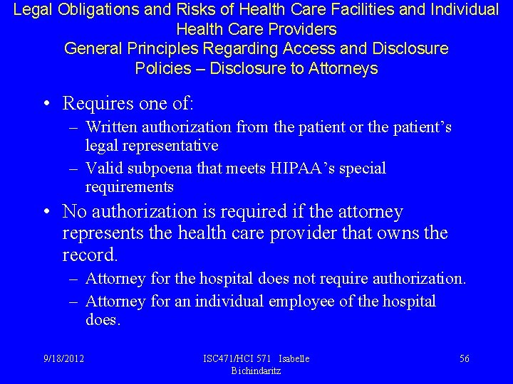 Legal Obligations and Risks of Health Care Facilities and Individual Health Care Providers General