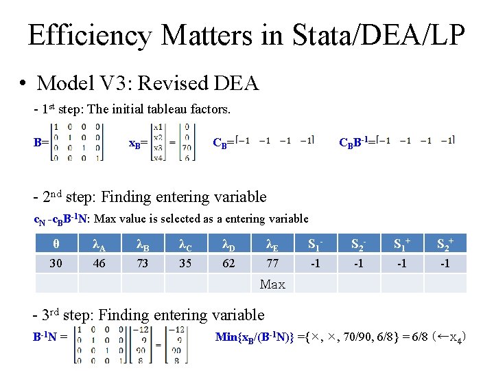 Efficiency Matters in Stata/DEA/LP • Model V 3: Revised DEA - 1 st step: