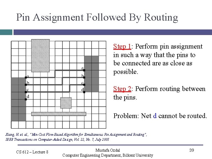 Pin Assignment Followed By Routing Step 1: Perform pin assignment in such a way