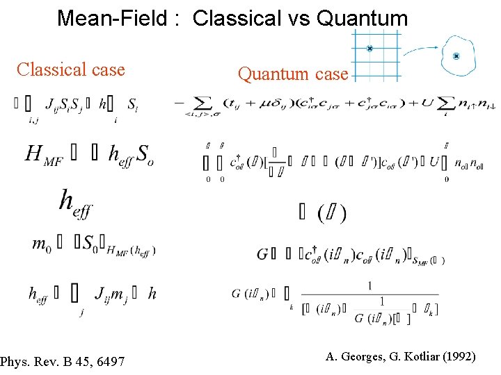 Mean-Field : Classical vs Quantum Classical case Phys. Rev. B 45, 6497 Quantum case