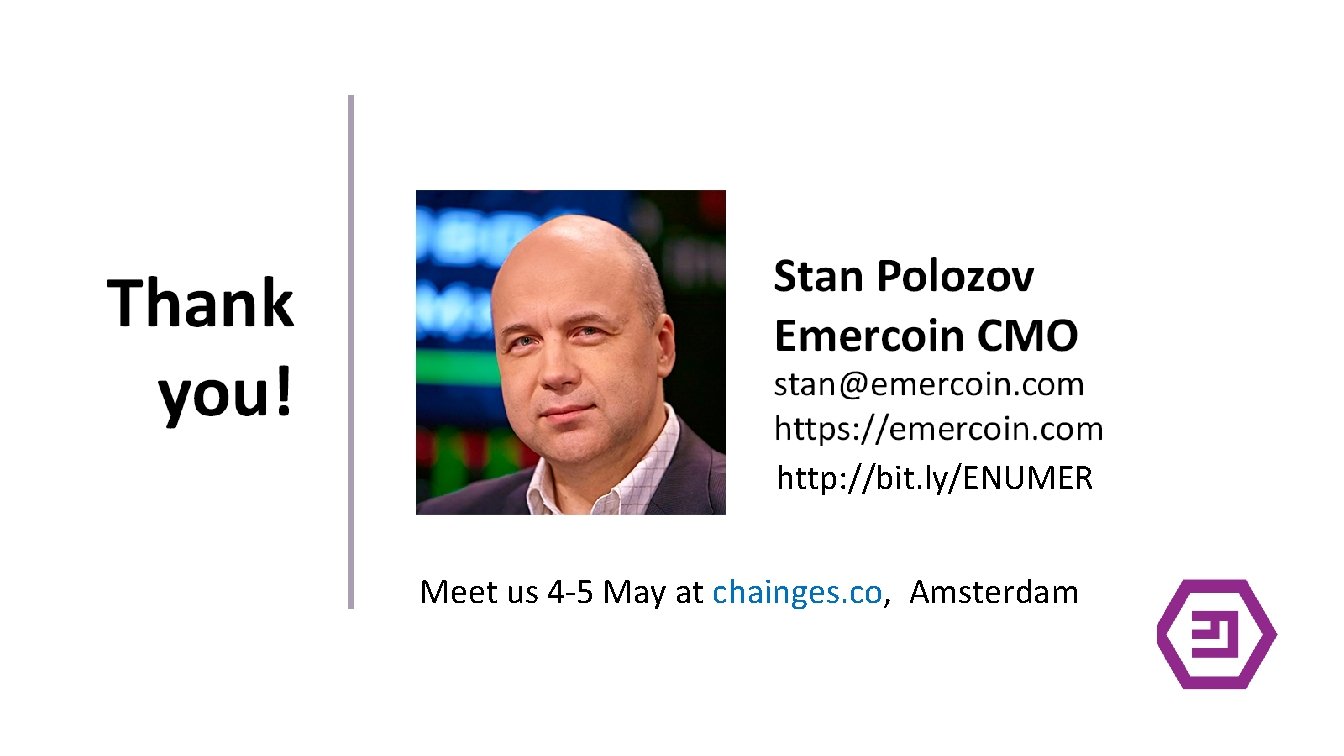 http: //bit. ly/ENUMER Meet us 4 -5 May at chainges. co, Amsterdam 