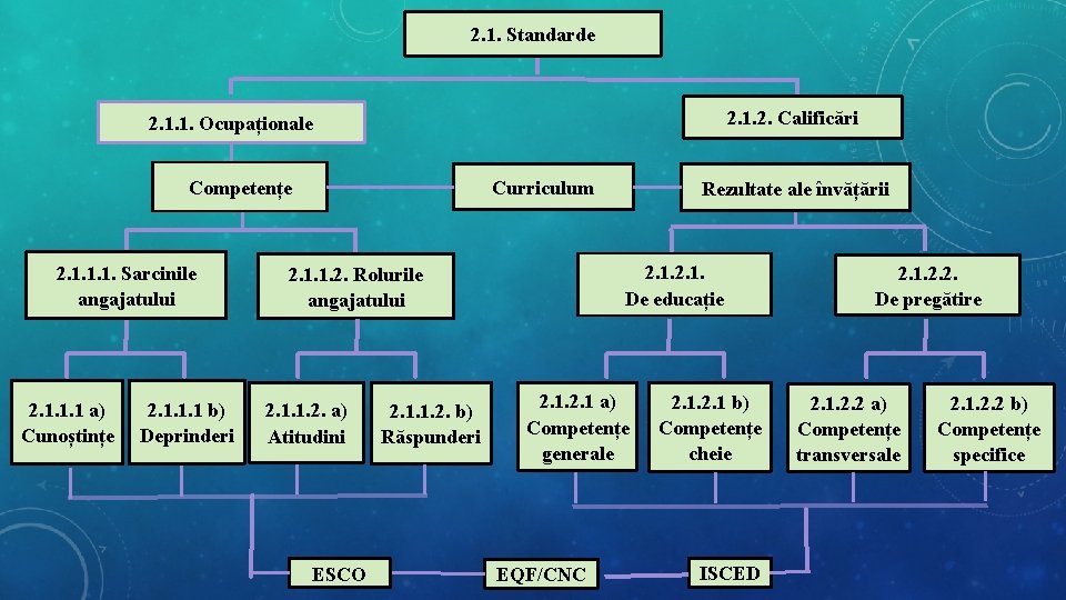 2. 1. Standarde 2. 1. 2. Calificări 2. 1. 1. Ocupaționale Curriculum Competențe 2.