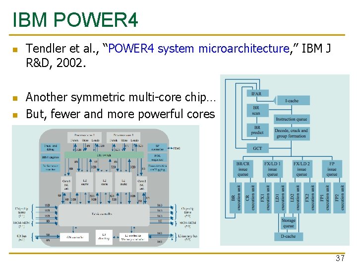 IBM POWER 4 n n n Tendler et al. , “POWER 4 system microarchitecture,