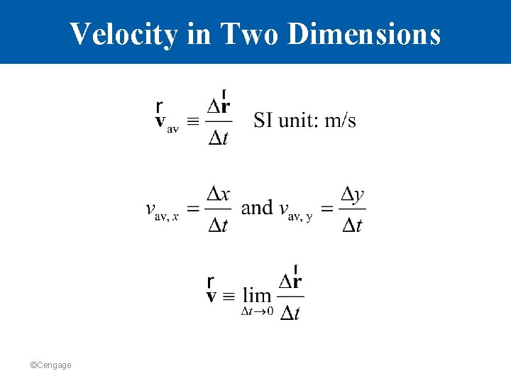 Velocity in Two Dimensions ©Cengage 