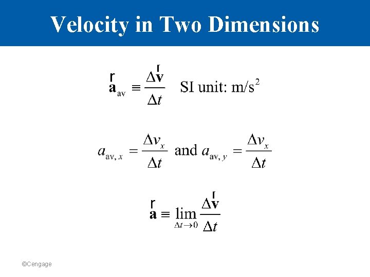 Velocity in Two Dimensions ©Cengage 