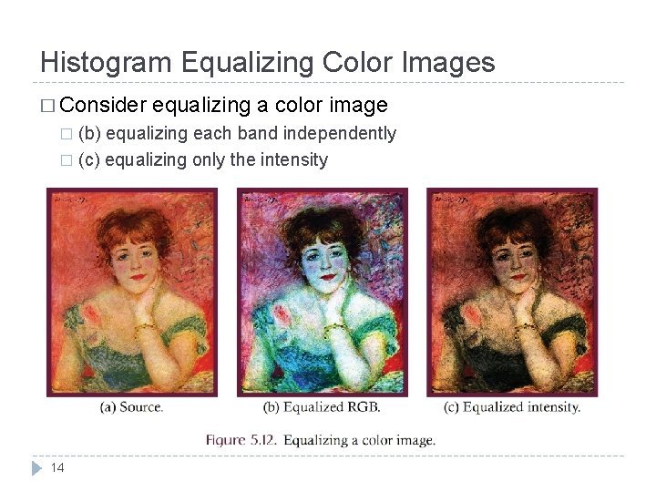 Histogram Equalizing Color Images � Consider equalizing a color image (b) equalizing each band