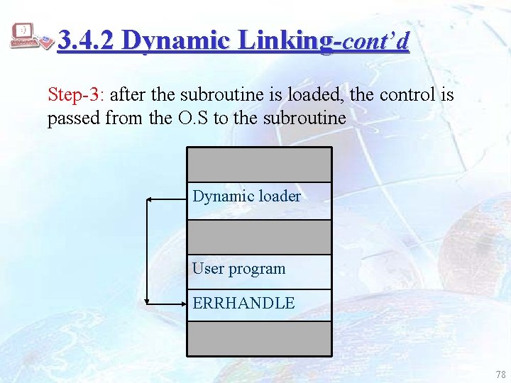 3. 4. 2 Dynamic Linking-cont’d Step-3: after the subroutine is loaded, the control is