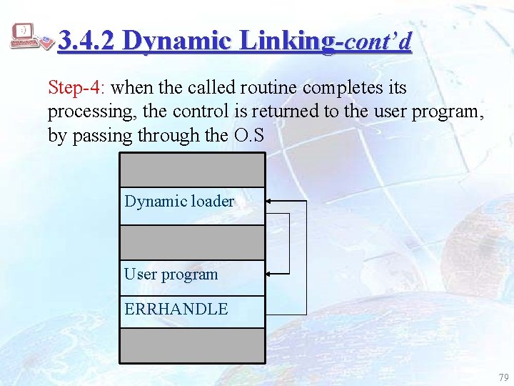 3. 4. 2 Dynamic Linking-cont’d Step-4: when the called routine completes its processing, the