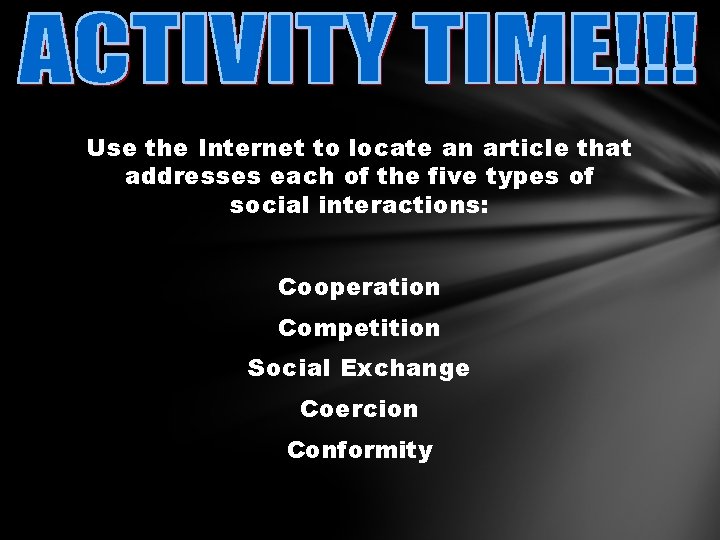 Use the Internet to locate an article that addresses each of the five types