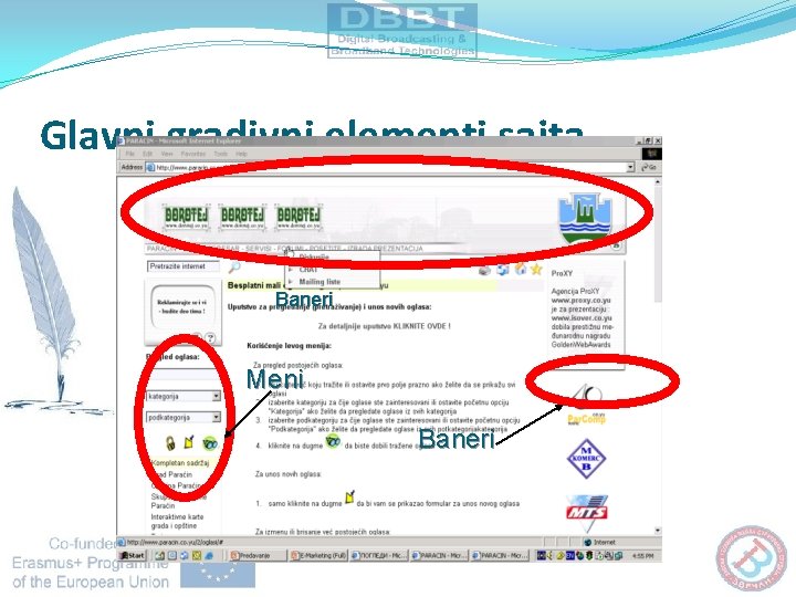 Glavni gradivni elementi sajta Baneri Meni Baneri 