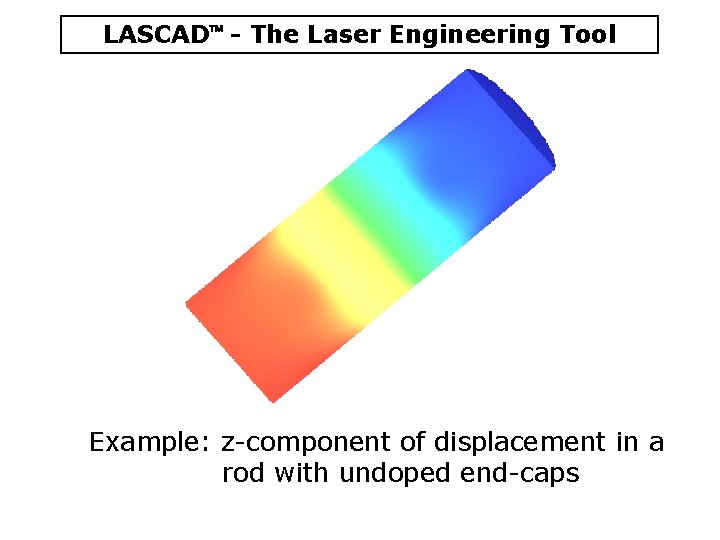 LASCAD - The Laser Engineering Tool Example: z-component of displacement in a rod with
