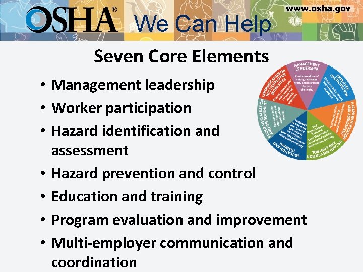 We Can Help www. osha. gov Seven Core Elements • Management leadership • Worker