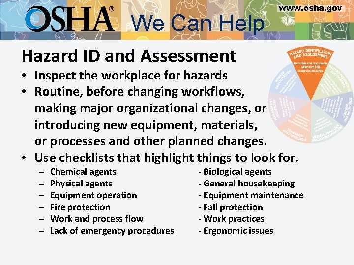 We Can Help www. osha. gov Hazard ID and Assessment • Inspect the workplace