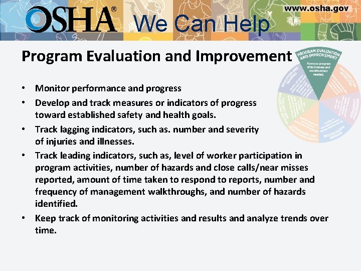 We Can Help www. osha. gov Program Evaluation and Improvement • Monitor performance and