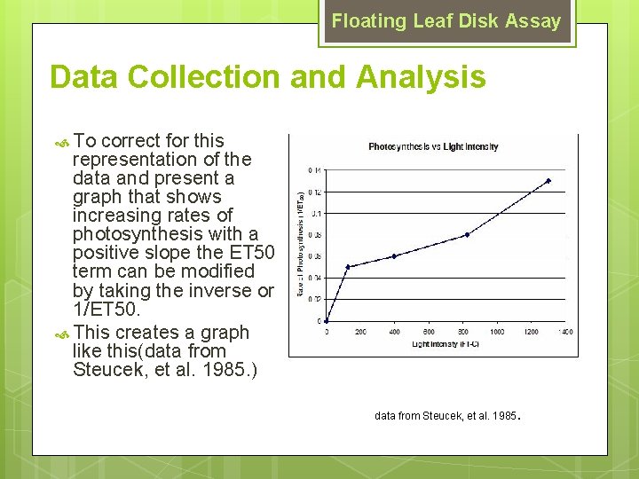 Floating Leaf Disk Assay Data Collection and Analysis To correct for this representation of