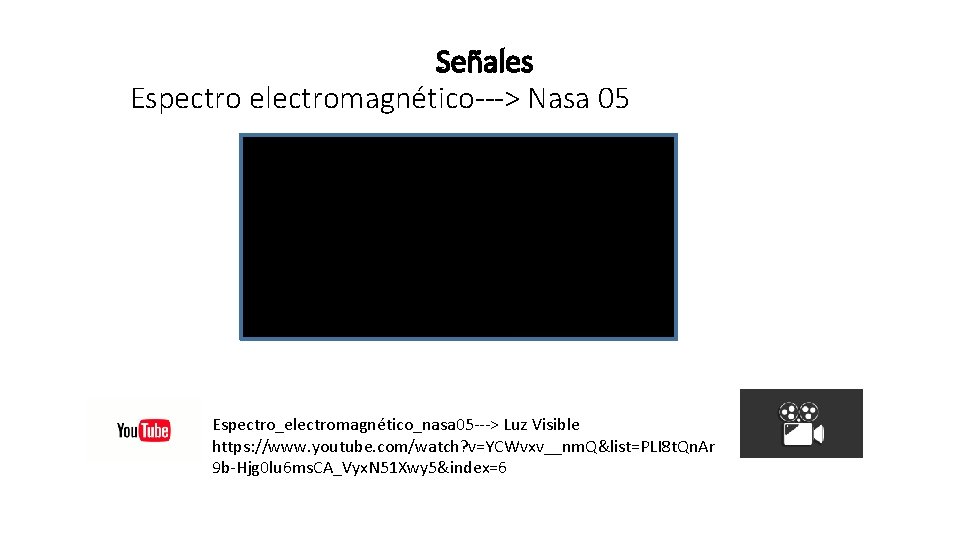 Señales Espectro electromagnético---> Nasa 05 Espectro_electromagnético_nasa 05 ---> Luz Visible https: //www. youtube. com/watch?