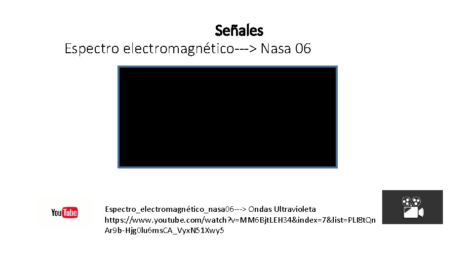 Señales Espectro electromagnético---> Nasa 06 Espectro_electromagnético_nasa 06 ---> Ondas Ultravioleta https: //www. youtube. com/watch?