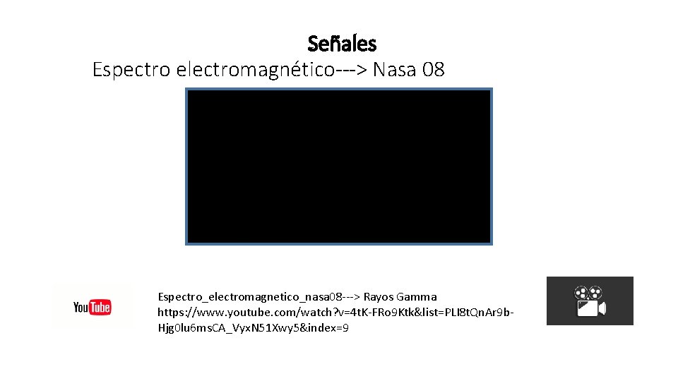 Señales Espectro electromagnético---> Nasa 08 Espectro_electromagnetico_nasa 08 ---> Rayos Gamma https: //www. youtube. com/watch?