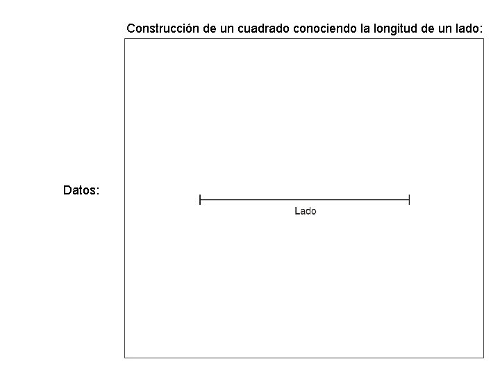 Construcción de un cuadrado conociendo la longitud de un lado: Datos: 