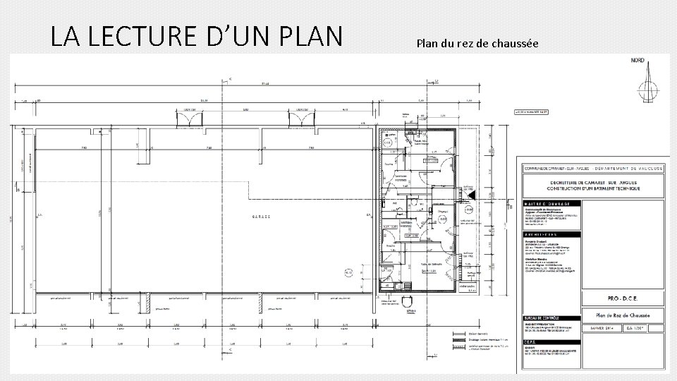 LA LECTURE D’UN PLAN Plan du rez de chaussée 