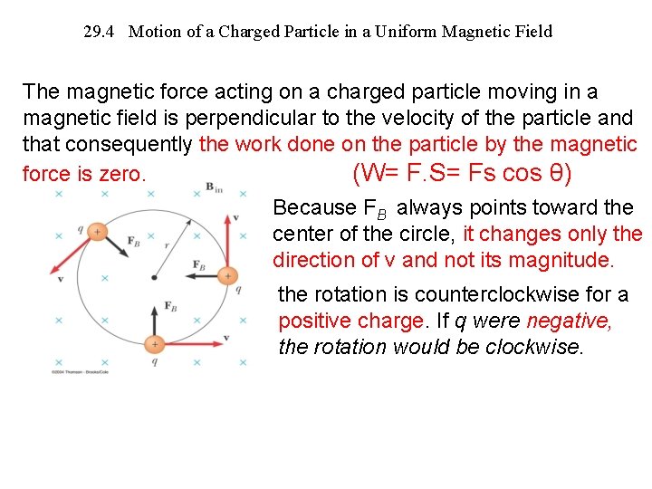 29. 4 Motion of a Charged Particle in a Uniform Magnetic Field The magnetic