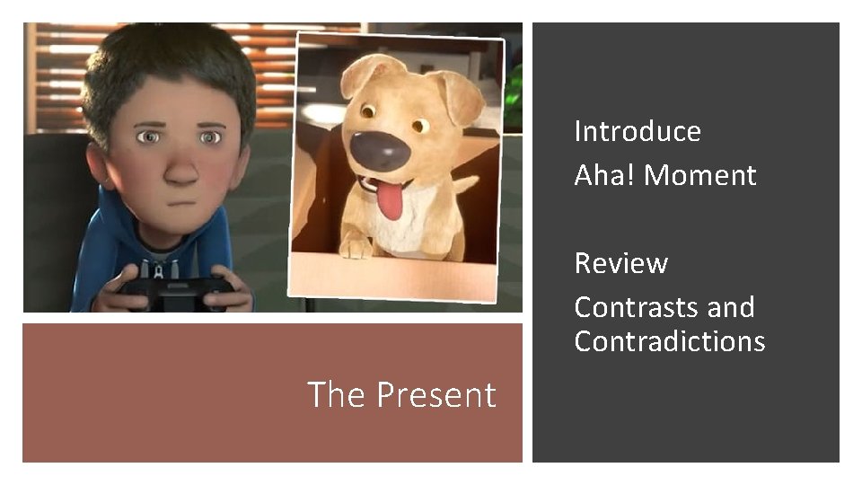 Introduce Aha! Moment Review Contrasts and Contradictions The Present 