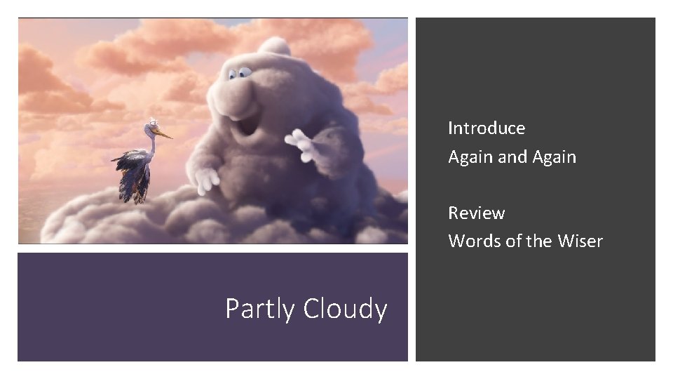 Introduce Again and Again Review Words of the Wiser Partly Cloudy 